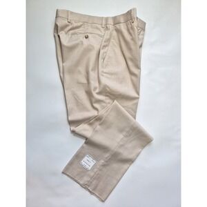 Mens Unbranded Flat Front Wool Cotton Dress Pants 36x35 Cream Ivory Tropical TF